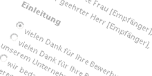 Absage aus Textbausteinen individuell zusammenstellen